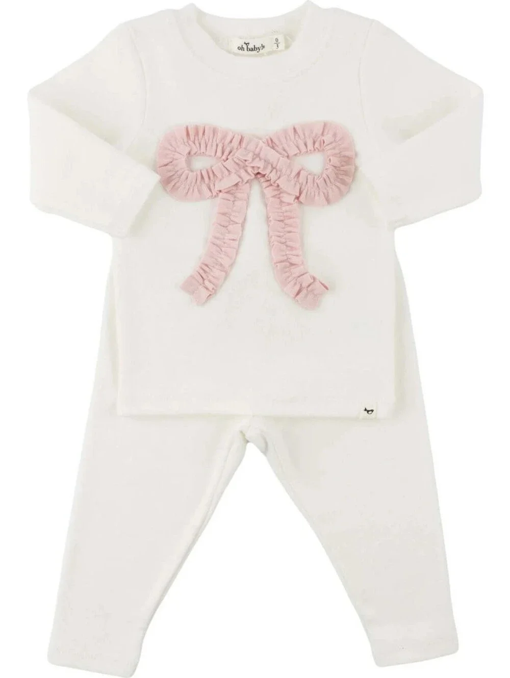 oh baby! Pink Ruffle Bow Set 3-6 Months
